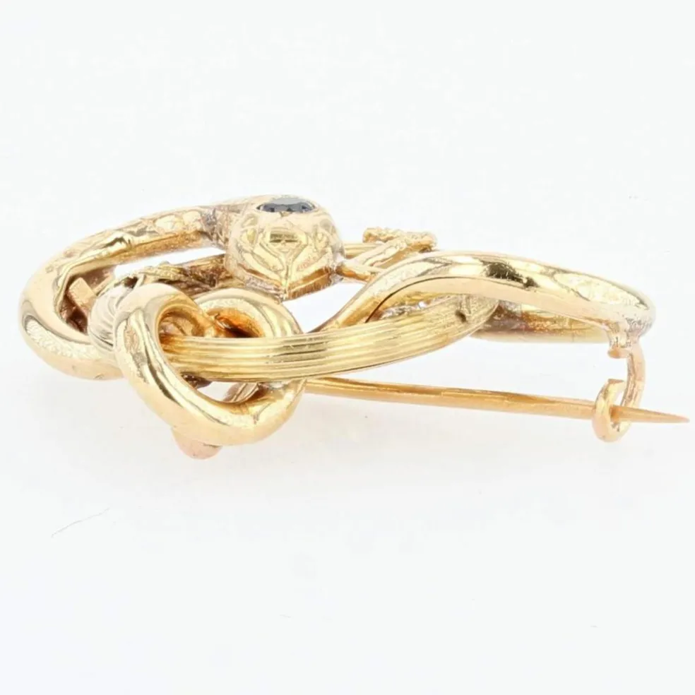 Broche serpent ancienne or et saphir