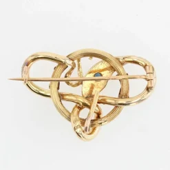 Broche serpent ancienne or et saphir