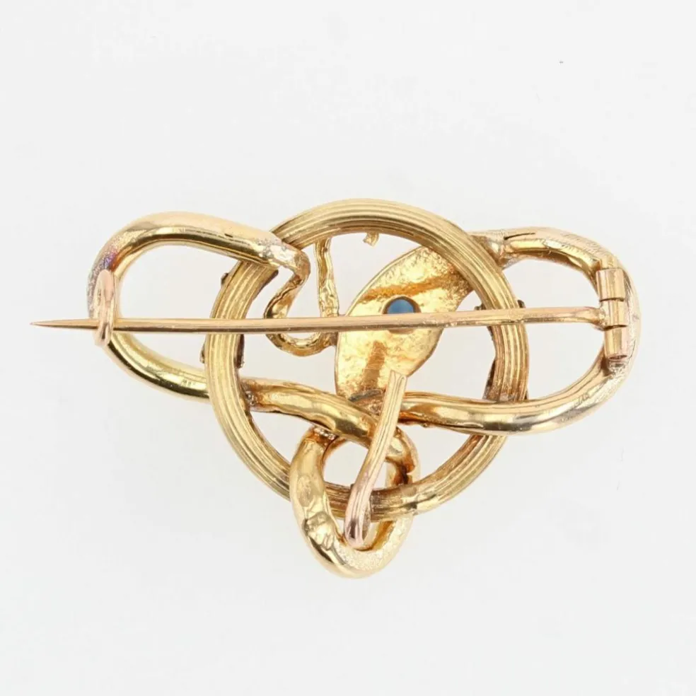 Broche serpent ancienne or et saphir