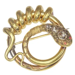 Broche serpent, diamants, rubis