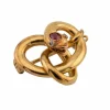 Broche serpent en or jaune avec rubis et diamants