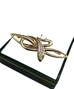 Broche serpent émeraudes