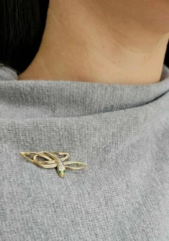 Broche serpent émeraudes