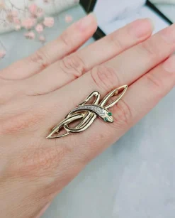 Broche serpent émeraudes