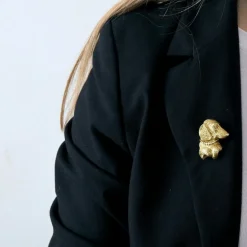 Broche Teckel Or Jaune Diamants