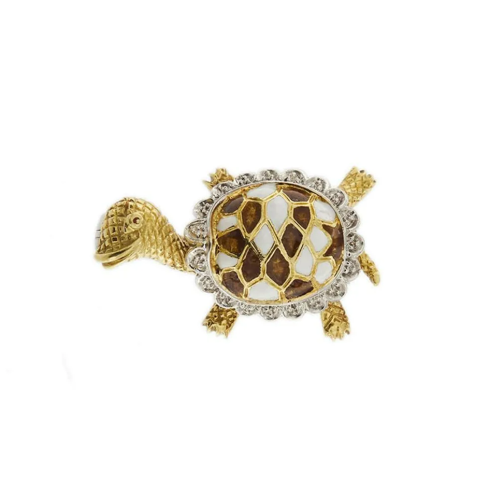 Broche tortue émaillée