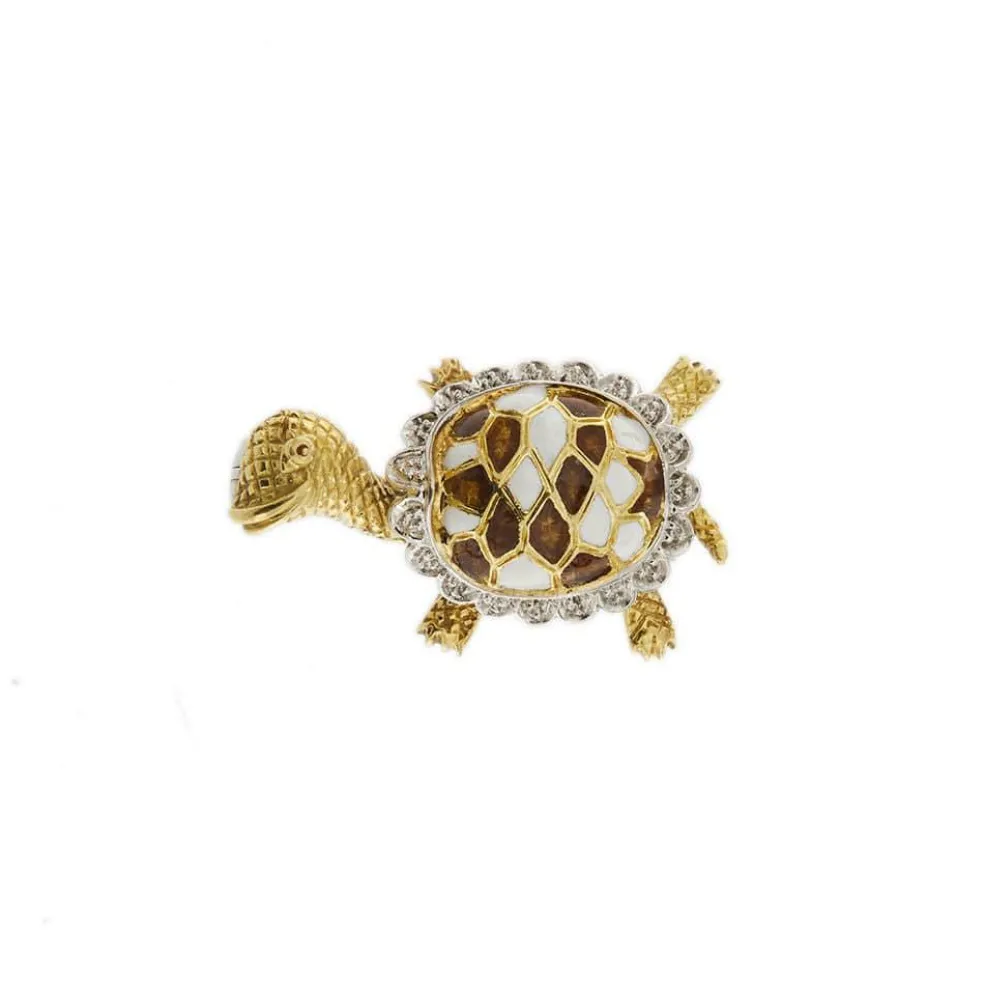 Broche tortue émaillée
