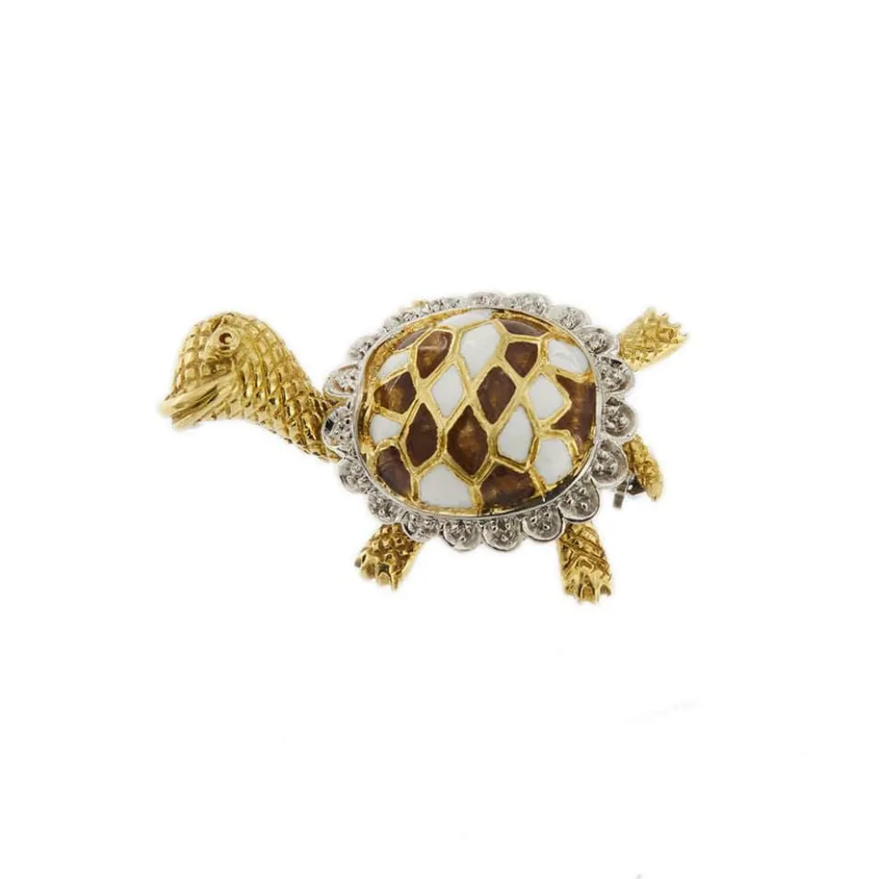 Broche tortue émaillée