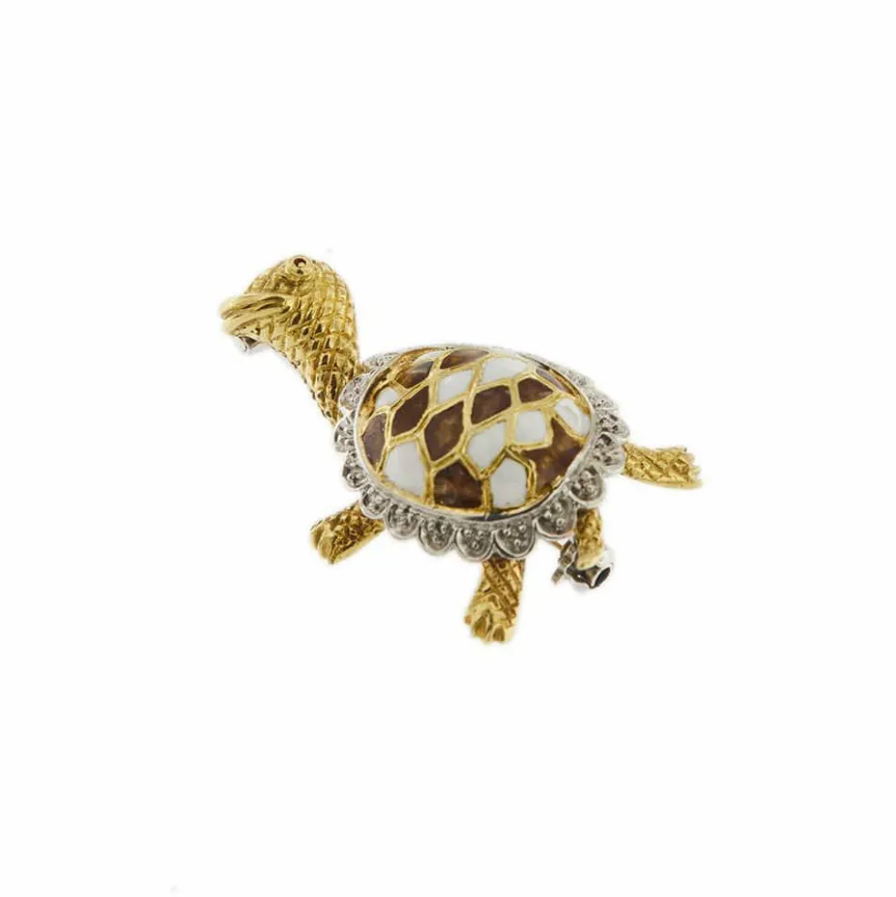 Broche tortue émaillée