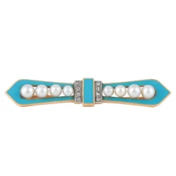Broche turquoise perles diamants