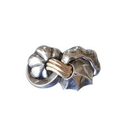 Broche vintage abstraite or rose et argent