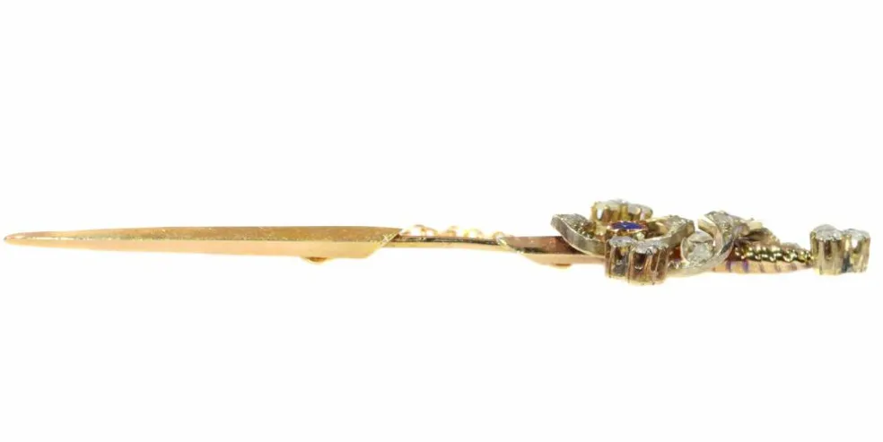 Broche vintage, diamants, saphir
