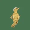 Broche vintage en or jaune Oiseau - émeraude et de diamants