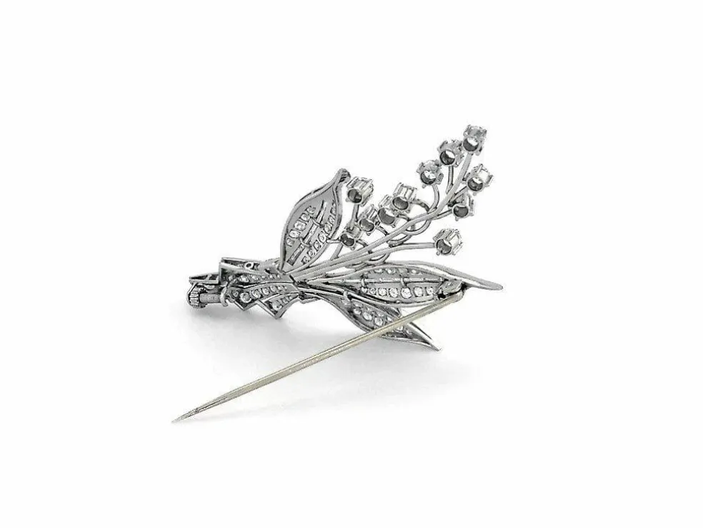 Broche Vintage en Platine avec Diamant