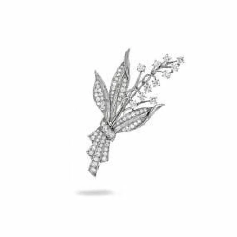 Broche Vintage en Platine avec Diamant