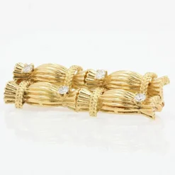 Broche vintage fagots d'or et diamants