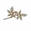Broche Vintage "Feuille" Or, Vermeil & Diamants