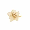 Broche vintage lys cristal de roche diamants or jaune