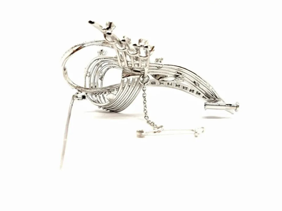 Broche Vintage Or blanc Diamant
