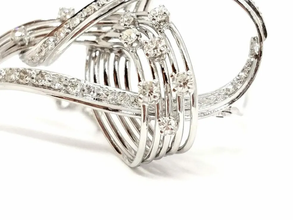 Broche Vintage Or blanc Diamant