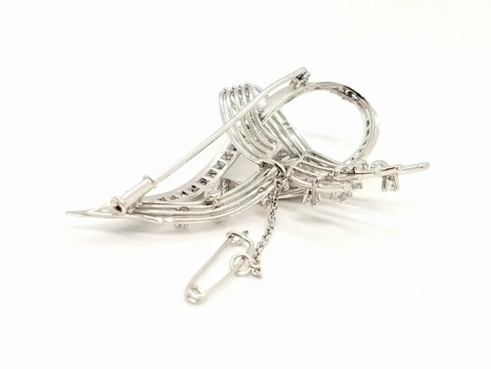 Broche Vintage Or blanc Diamant