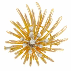 Broche vintage or diamants