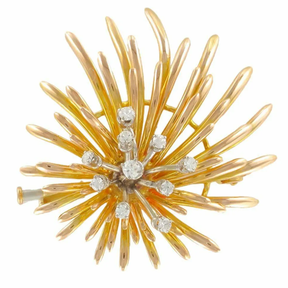 Broche vintage or diamants
