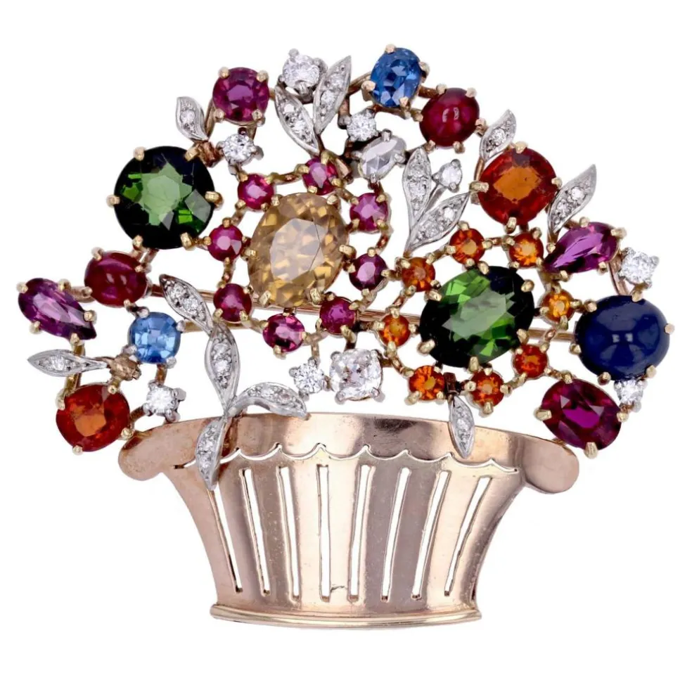 Broche vintage panier Tutti Frutti