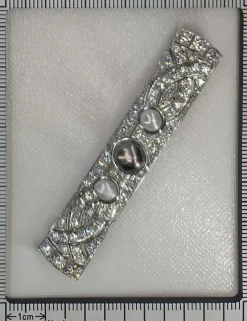 Broche vintage platine diamants et perles