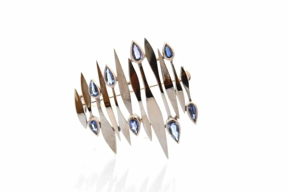Broche vintage saphirs en or 18k