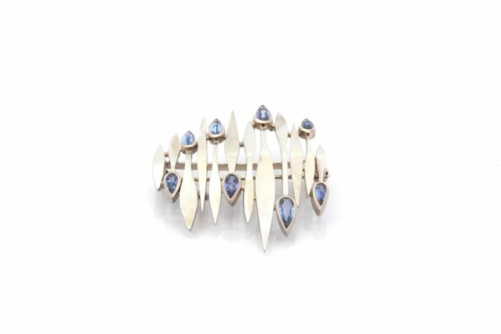 Broche vintage saphirs en or 18k