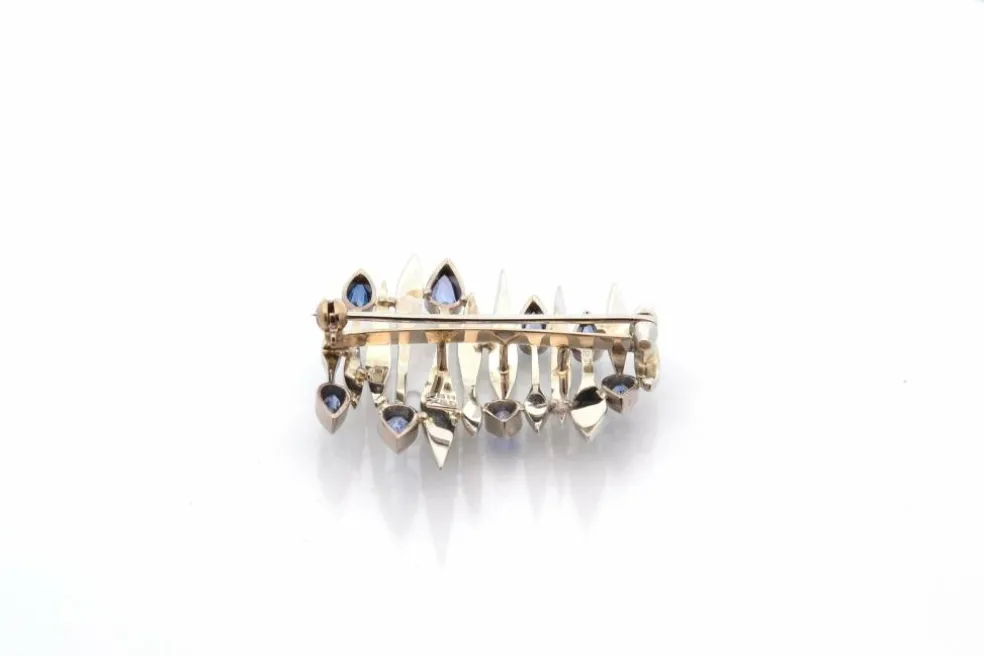 Broche vintage saphirs en or 18k