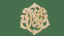 Broche volutes Art Nouveau en or jaune et diamants