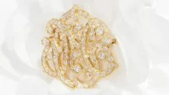 Broche volutes Art Nouveau en or jaune et diamants