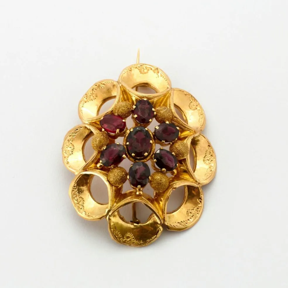 Broche Volutes Grenats Almandin