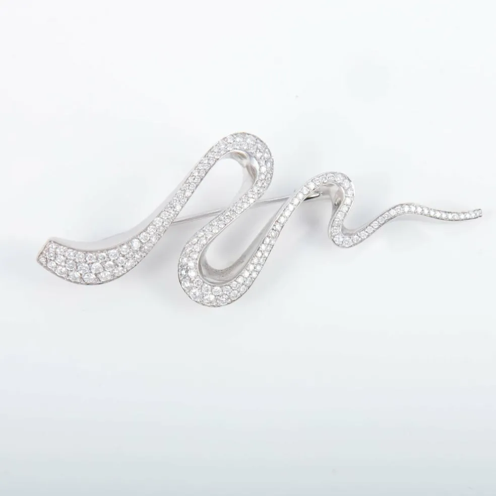 Broche Wenpe or blanc diamants