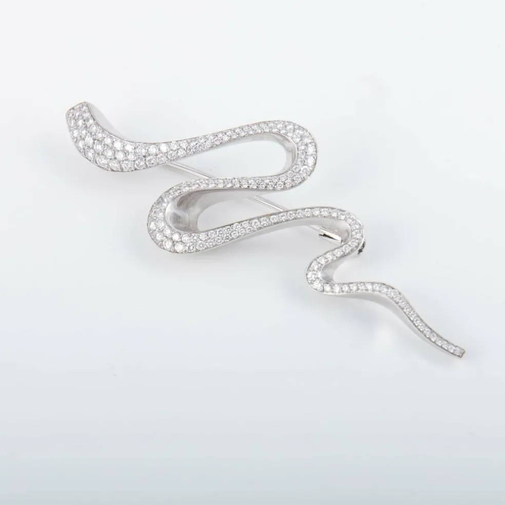 Broche Wenpe or blanc diamants