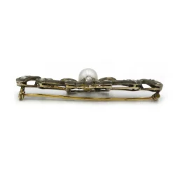 Broche XIXème or jaune argent perle et diamants