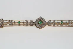 Broche-barrette Art Déco émeraudes, Perles, Diamants