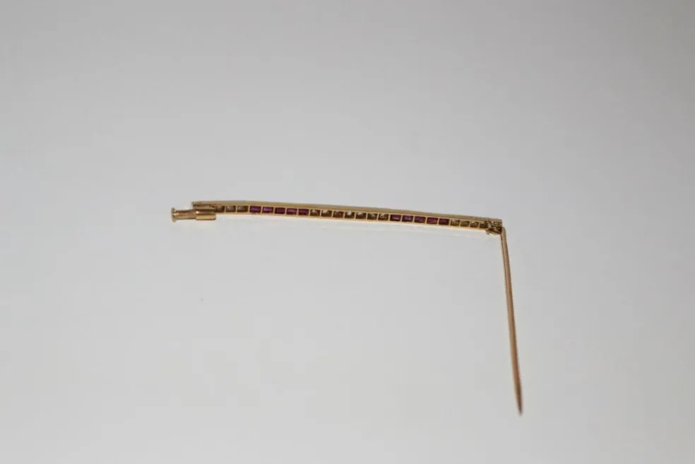 Broche-barrette Art Déco Rubis Et Diamants