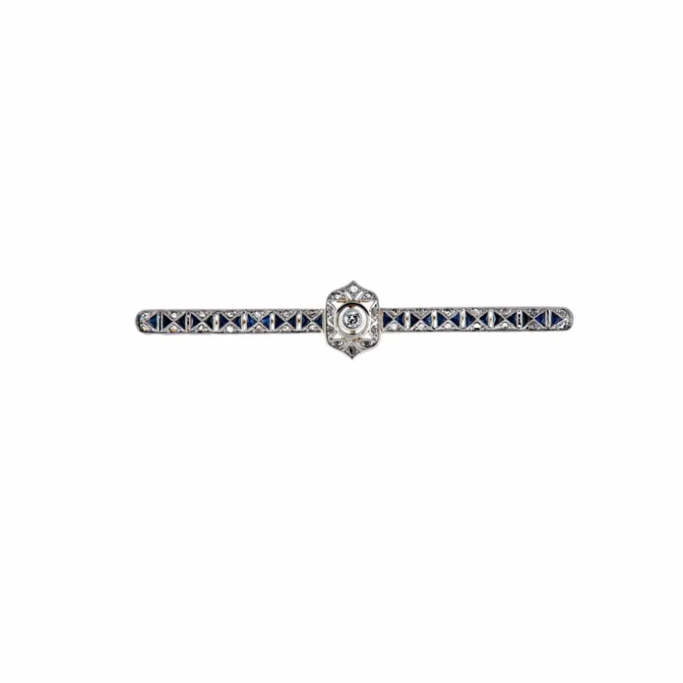 Broche-barrette Art Déco Saphirs & Diamants