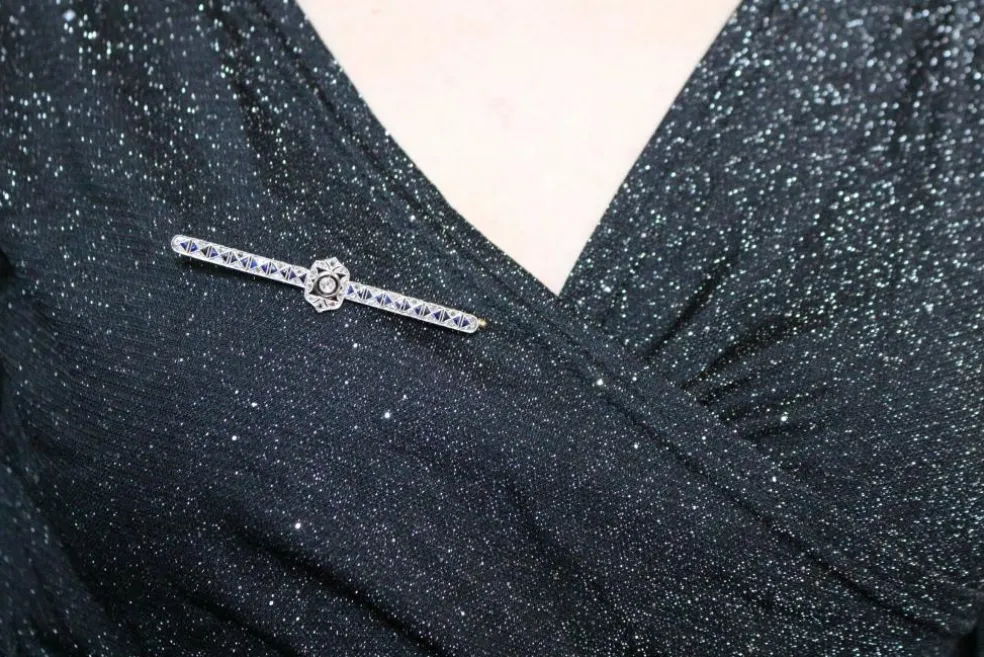 Broche-barrette Art Déco Saphirs & Diamants