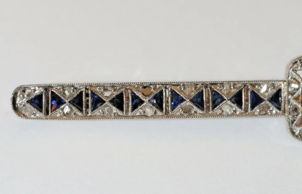 Broche-barrette Art Déco Saphirs & Diamants