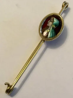 Broche/epingle en Or jaune & émail