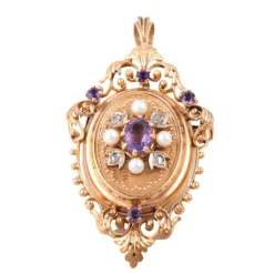 Broche/pendentif améthyste et diamants