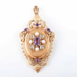 Broche/pendentif améthyste et diamants