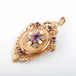 Broche/pendentif améthyste et diamants