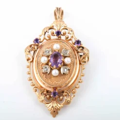 Broche/pendentif améthyste et diamants