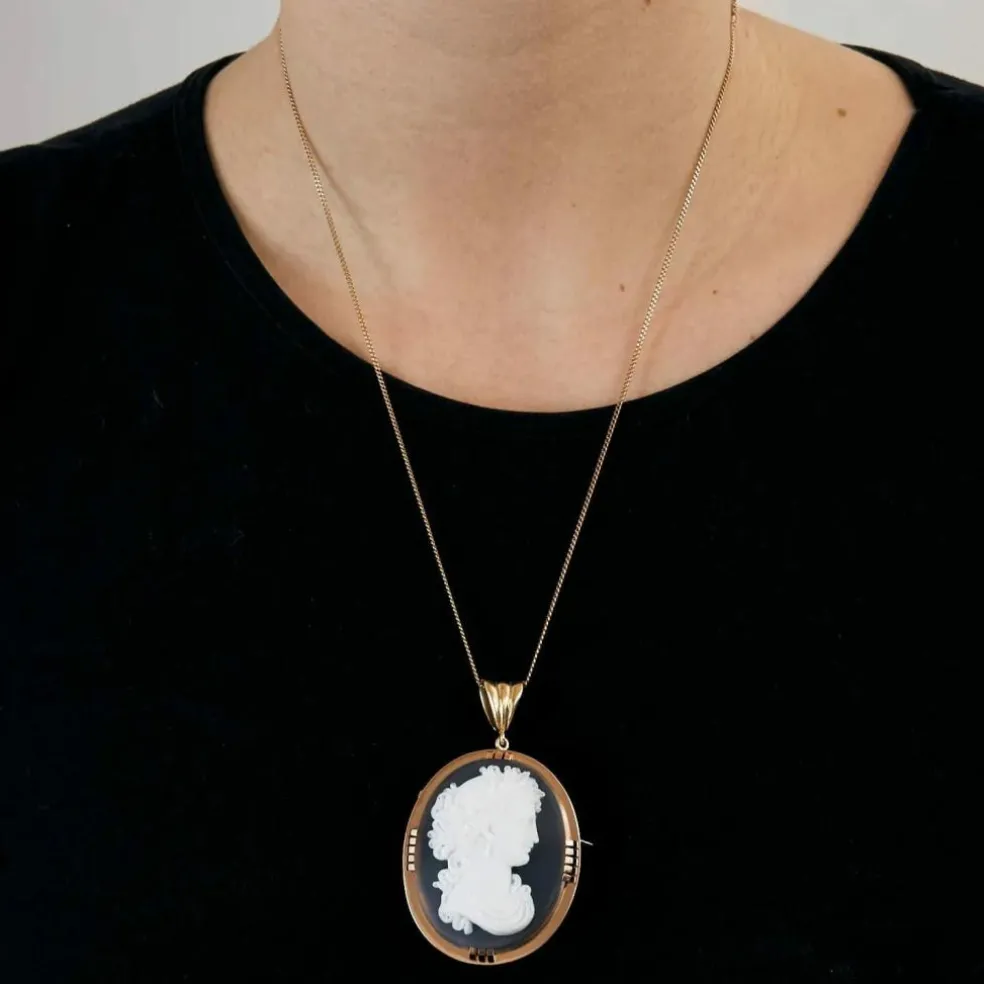 BROCHE-PENDENTIF CAMÉE OR JAUNE