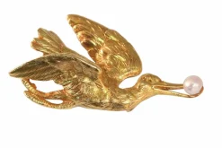 Broche-pendentif cigogne victorienne